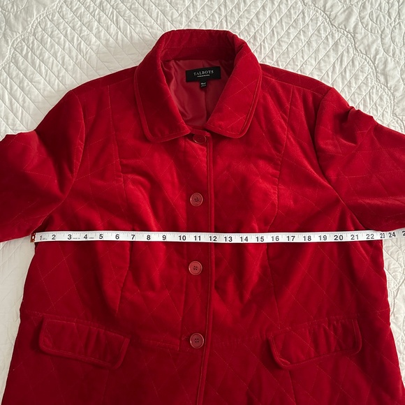 Talbots Red Velvet Diamond Quilted Jacket Blazer Collared 18WP Petite - Picture 7 of 9
